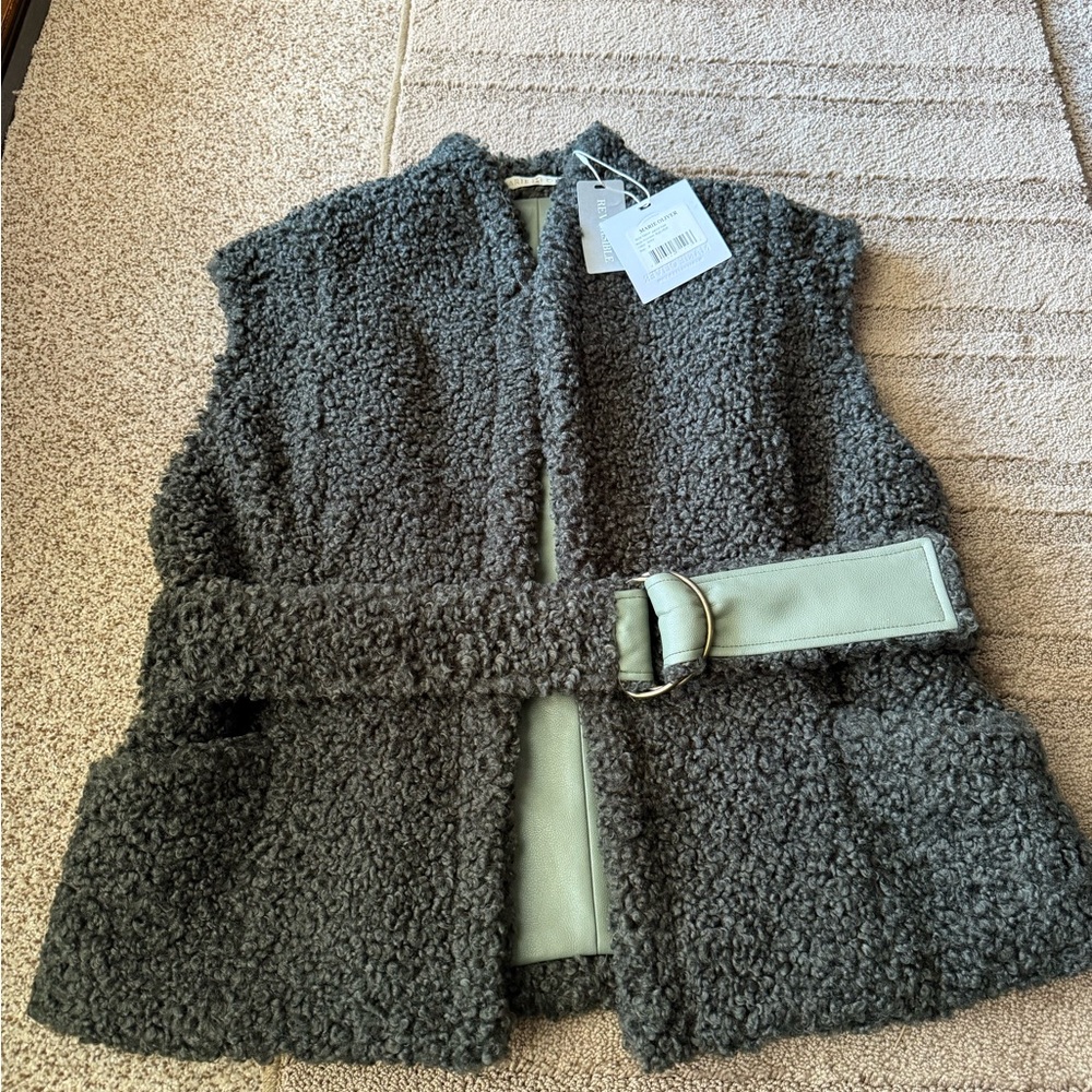 Marie Oliver Army green Sherpa Vest with Belt